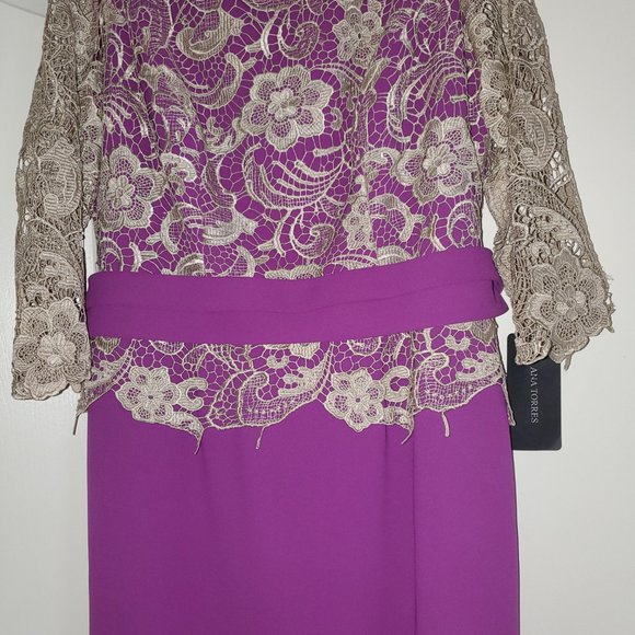 Ana Torres Fuchsia Column Mother of the Bride Dress | Elegant Formal Evening Gow - Picture 9 of 12